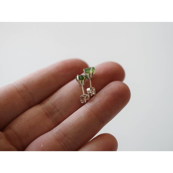 Emerald Earrings, Raw Emerald Earrings, Gemstone Earrings, Natural Emeralds - Picture 3 of 5